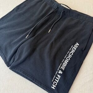 Abercrombie & Fitch Mens XL Black Soft Fleece Logo Graphic Sweat Shorts